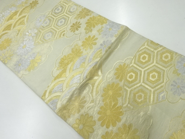 アンティーク　雲に花・古典柄模様織出し袋帯（材料）